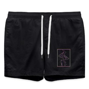 Kissing mouths in rainbow frame - Swim Trunks - black - Front - AI Model Male 185 light (185cm)