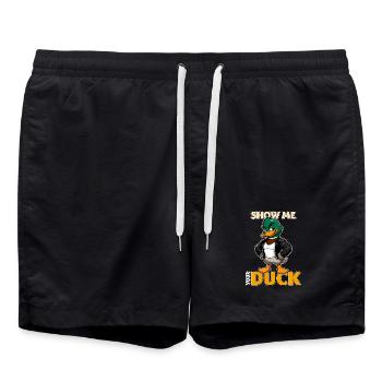 Montre-moi ton canard drôle de jeu de mots avec des canards - Short de bain - noir - Devant - AI Model Male 185 light (185cm)