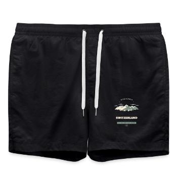Suisse — insigne de voyage vintage, fond sombre - Short de bain - noir - Devant - AI Model Male 185 light (185cm)