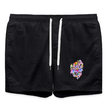 Zauberbat im Regenbogenzauber - Badeshorts - Schwarz - Vorne - AI Model Male 185 light (185cm)