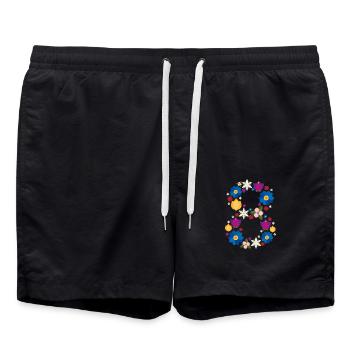 Flowers 8 - Badeshorts - Schwarz - Vorne - AI Model Male 185 light (185cm)