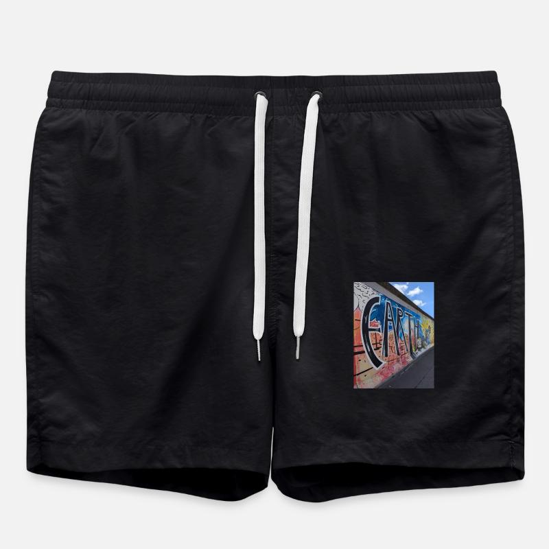 Straßenkunst. Berliner Mauer - Badeshorts - Schwarz