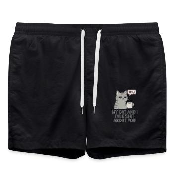 My Cat and I Talk Sh*t About You - Badeshorts - Schwarz - Vorne - AI Model Male 185 light (185cm)