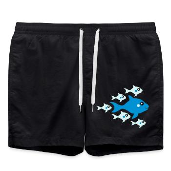 Cute Fish Babys And Mother - Badeshorts - Schwarz - Vorne - AI Model Male 185 light (185cm)
