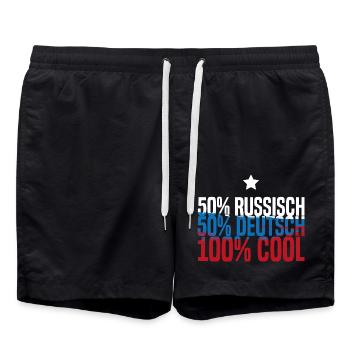 Moitié russe, moitié allemand - 100% cool! - Short de bain - noir - Devant - AI Model Male 185 light (185cm)