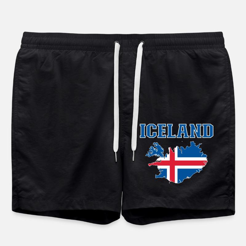Iceland Flag Map - Swim Trunks - black