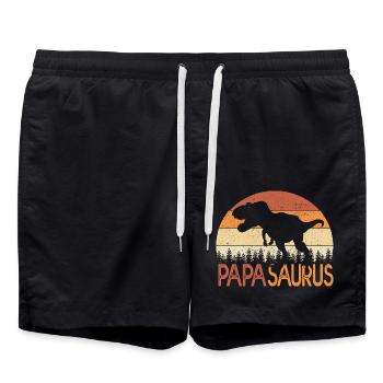 papasaurus cadeau humour papa fête des pères - Short de bain - noir - Devant - AI Model Male 185 light (185cm)