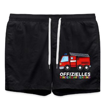 Kindergarten Feuerwehr Feuerwehrmann - Badeshorts - Schwarz - Vorne - AI Model Male 185 light (185cm)