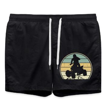 Quad Geschenk Humor Vintage Quad Motocross Motocross - Badeshorts - Schwarz - Vorne - AI Model Male 185 light (185cm)