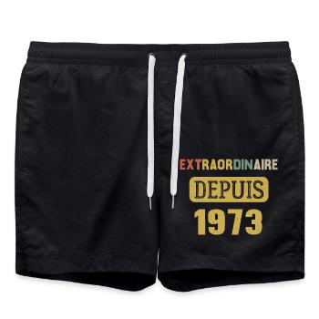 Extraordinaire Cadeau Anniversaire Depuis 1973 - Short de bain - noir - Devant - AI Model Male 185 light (185cm)