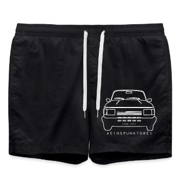Wartburg #EINSPUNKTDREI - IFA - DDR - Badeshorts - Schwarz - Vorne - AI Model Male 185 light (185cm)