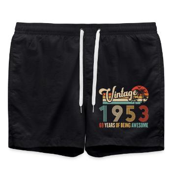 Vintage 1953 Anniversaire 69 ans D'être Awesome - Short de bain - noir - Devant - AI Model Male 185 light (185cm)