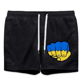 Ukraine Flagge Faust - Badeshorts - Schwarz - Vorne - AI Model Male 185 light (185cm)