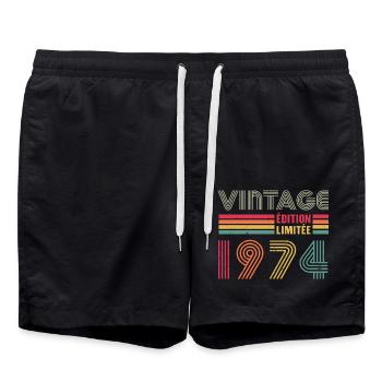 Cadeau D'anniversaire Vintage Édition Limitée 1974 - Short de bain - noir - Devant - AI Model Male 185 light (185cm)