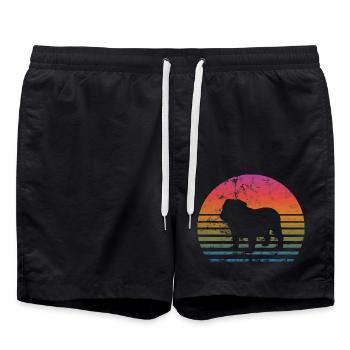 British Bulldog - Amoureux des chiens - Rétro - Short de bain - noir - Devant - AI Model Male 185 light (185cm)