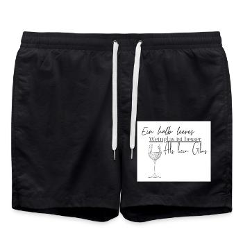 Weinglas - Badeshorts - Schwarz - Vorne - AI Model Male 185 light (185cm)