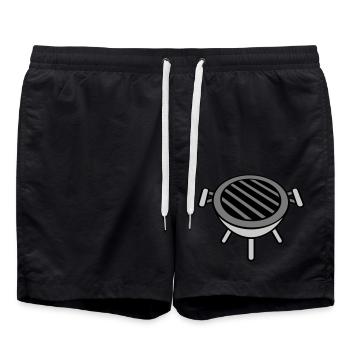 Petit barbecue rond au charbon de bois - Short de bain - noir - Devant - AI Model Male 185 light (185cm)