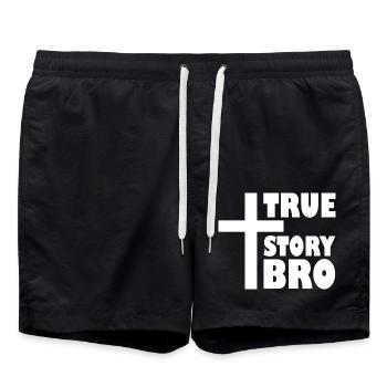 True story bro - Swim Trunks - black - Front - AI Model Male 185 light (185cm)