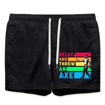 Relax and throw an Axe - Swim Trunks - black - Front - AI Model Male 185 light (185cm)