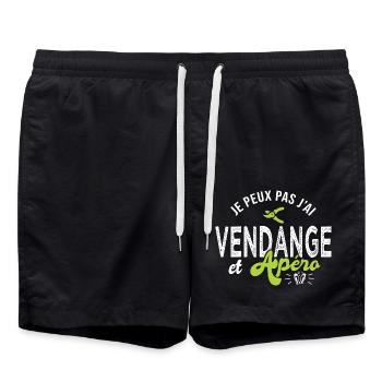 je peux pas j ai vendange Cadeau cool vigneron - Short de bain - noir - Devant - AI Model Male 185 light (185cm)