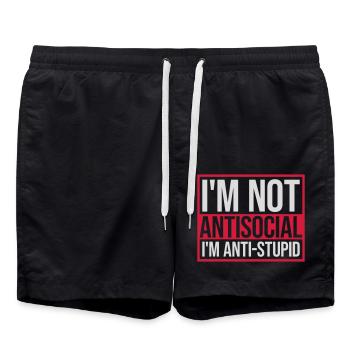 pas antisocial anti-stupide - Short de bain - noir - Devant - AI Model Male 185 light (185cm)