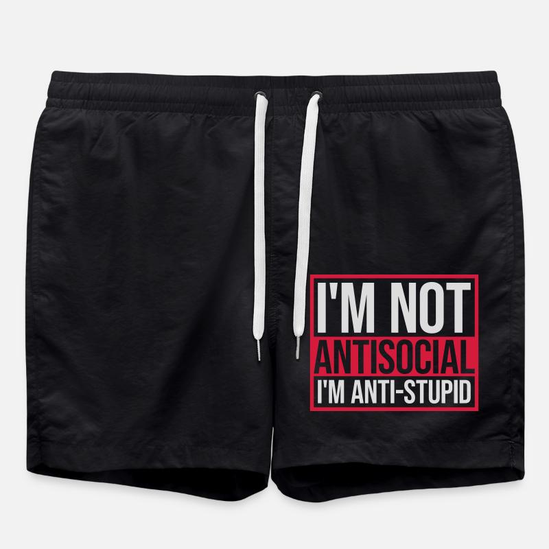 pas antisocial anti-stupide - Short de bain - noir