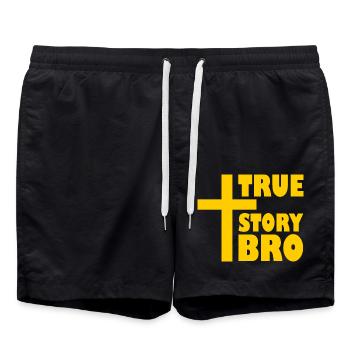 True story bro - Swim Trunks - black - Front - AI Model Male 185 light (185cm)