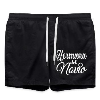 Hermana del Novio Groom's Sister Wedding Party - Swim Trunks - black - Front - AI Model Male 185 light (185cm)