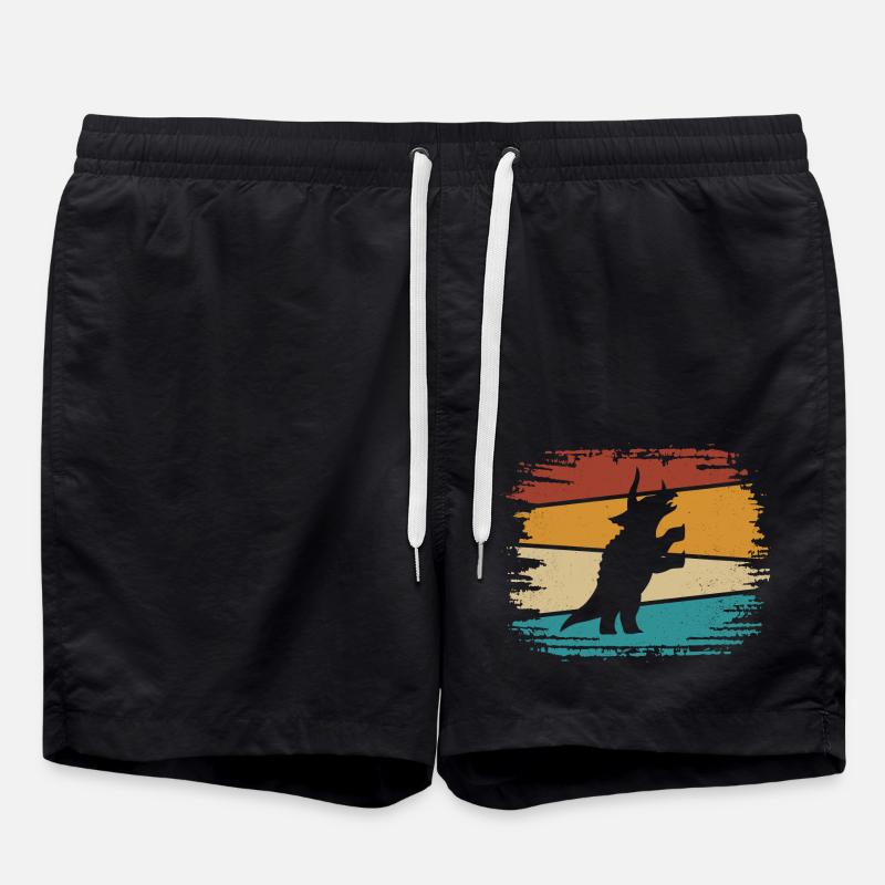 Dino Dinosaur Triceratops - Swim Trunks - black