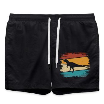 Velociraptor Dino Dinosaurier - Badeshorts - Schwarz - Vorne - AI Model Male 185 light (185cm)