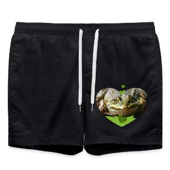 Frosch Kröte Frösche Prinz - Badeshorts - Schwarz - Vorne - AI Model Male 185 light (185cm)