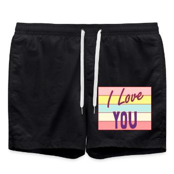 PAAR. ICH HABE GERADE GEHEIRATET. Junggesellinnenabschied. HEILIGER VALENTINSTAG. MARIES - Badeshorts - Schwarz - Vorne - AI Model Male 185 light (185cm)