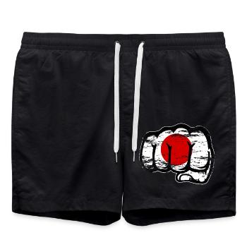 Poing à main de drapeau du Japon utilisé - Short de bain - noir - Devant - AI Model Male 185 light (185cm)