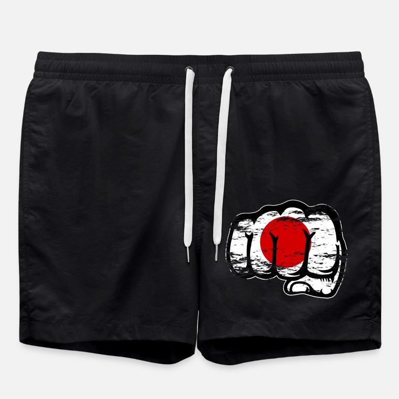 Japan Flagge Hand Faust used - Badeshorts - Schwarz