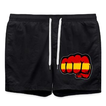 Drapeau de l’Espagne main poing - Short de bain - noir - Devant - AI Model Male 185 light (185cm)