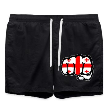 Georgien Flagge Faust - Badeshorts - Schwarz - Vorne - AI Model Male 185 light (185cm)