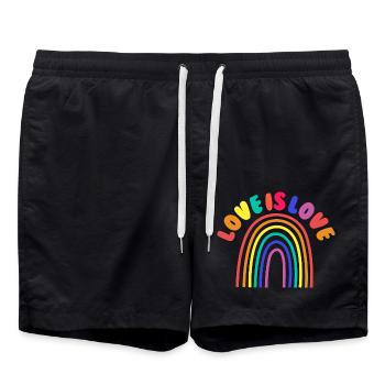 L’amour est tout - Short de bain - noir - Devant - AI Model Male 185 light (185cm)