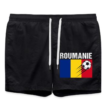 Drapeau Roumanie cadeau football foot Roumain - Short de bain - noir - Devant - AI Model Male 185 light (185cm)