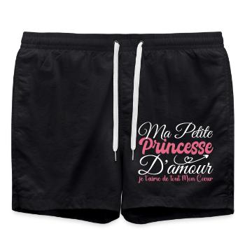 Cadeau princesse d'amour, ma princesse je t'aime - Short de bain - noir - Devant - AI Model Male 185 light (185cm)