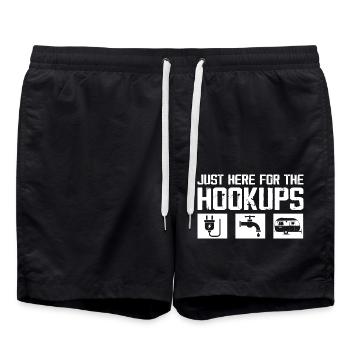 Just Here For The Hookups Caravan Motorhome RV - Swim Trunks - black - Front - AI Model Male 185 light (185cm)