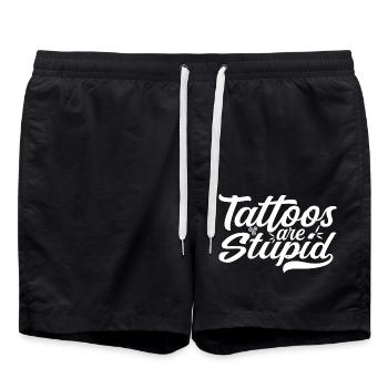 Tattoos sind dumm - Funny Anti Tattoo - Badeshorts - Schwarz - Vorne - AI Model Male 185 light (185cm)
