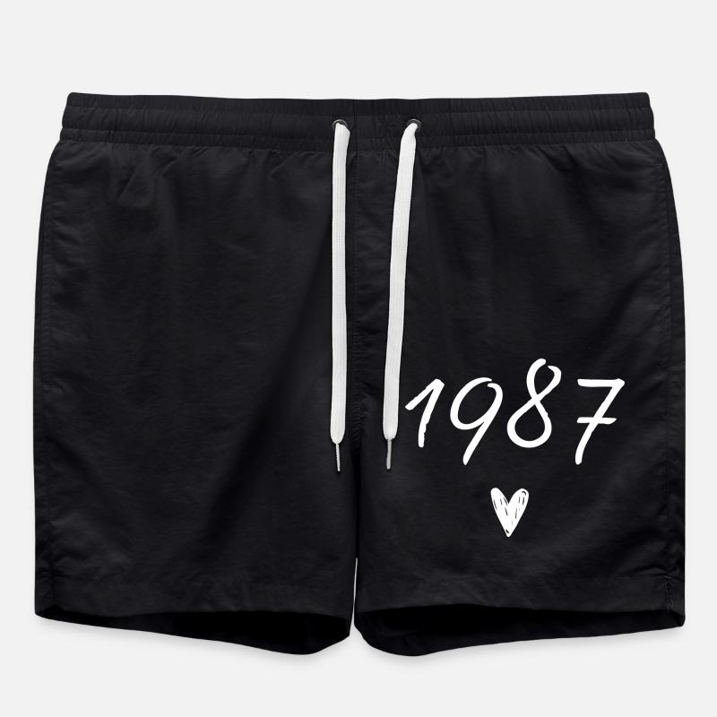 1987 coeur anniversaire - Short de bain - noir