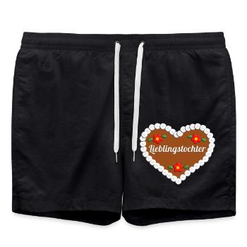 Lieblingstochter Lebkuchenherz Tochter Geschenk - Badeshorts - Schwarz - Vorne - AI Model Male 185 light (185cm)