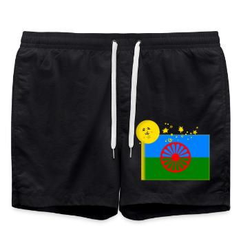Drapeau rom - Short de bain - noir - Devant - AI Model Male 185 light (185cm)