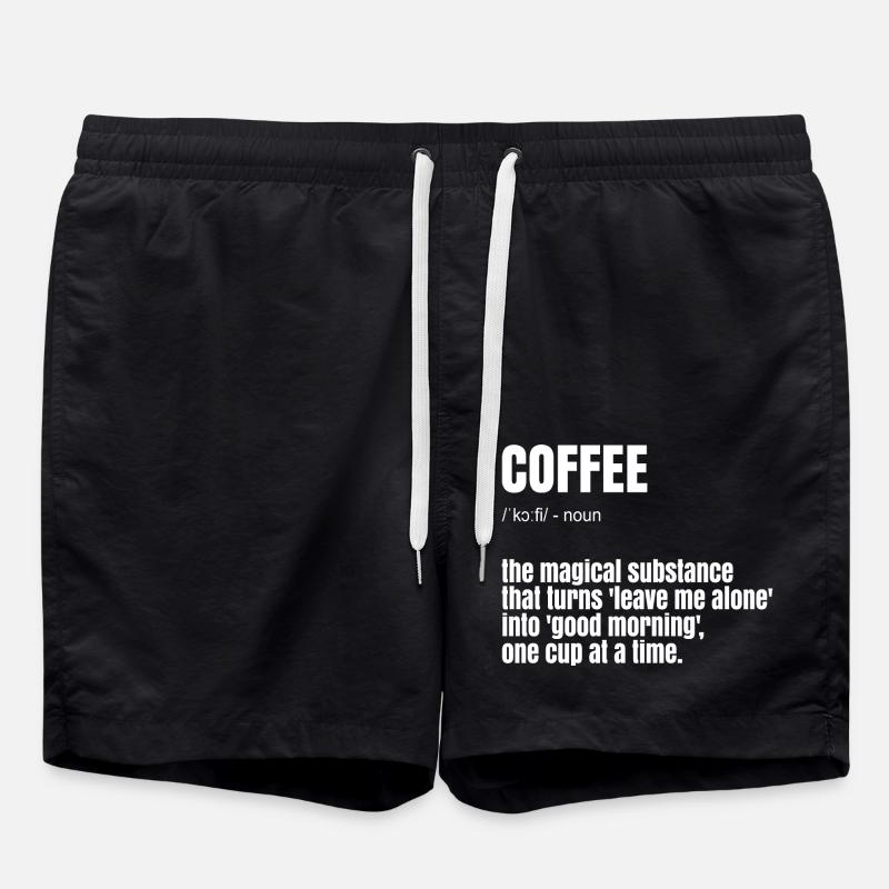 Lustiger Kaffee Spruch - Badeshorts - Schwarz