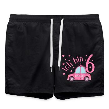 Voiture de police J’ai 6 ans Anniversaire Rose - Short de bain - noir - Devant - AI Model Male 185 light (185cm)