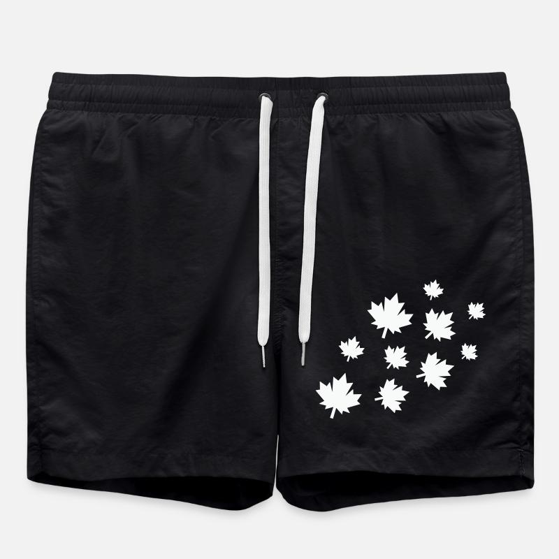 Maple Leaves - Swim Trunks - black