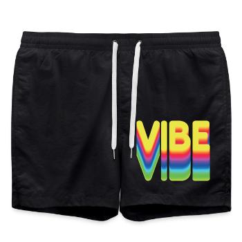 Nur gute Vibes - retro style - Badeshorts - Schwarz - Vorne - AI Model Male 185 light (185cm)