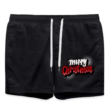 Merry Christmas Retro Script - Badeshorts - Schwarz - Vorne - AI Model Male 185 light (185cm)