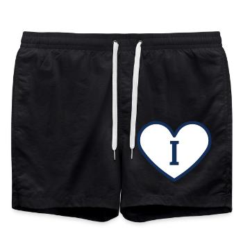 Buchstabe i Herz Sport Trend blau - Geschenkidee - Badeshorts - Schwarz - Vorne - AI Model Male 185 light (185cm)